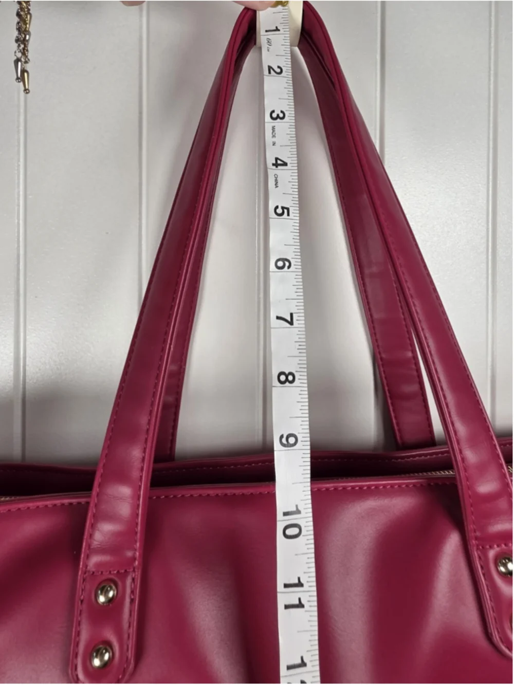 White Elm Aquila Tote Bag Fuchsia Pink Vegan Leather Laptop Work Travel Bag Read
